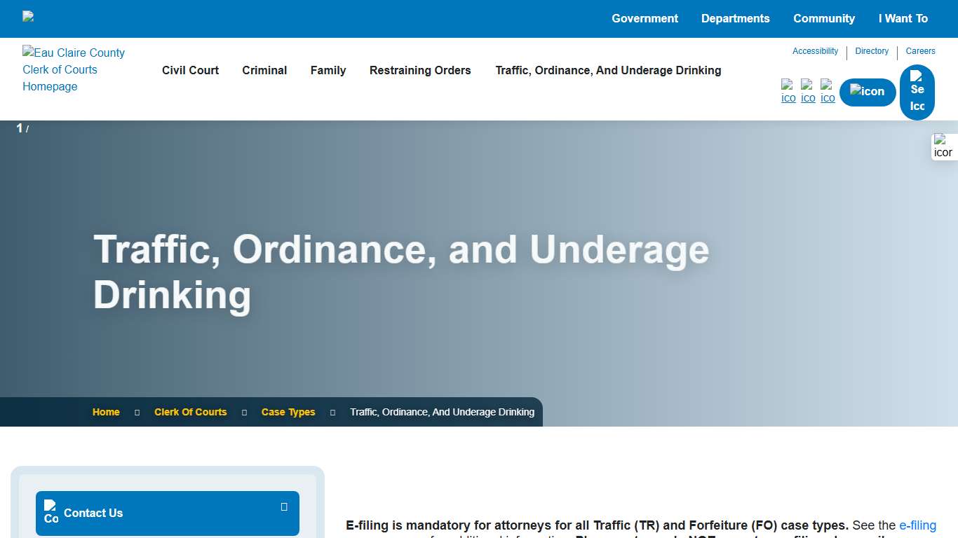 Traffic, Ordinance, and Underage Drinking Clerk of Circuit Courts Eau Claire County, WI