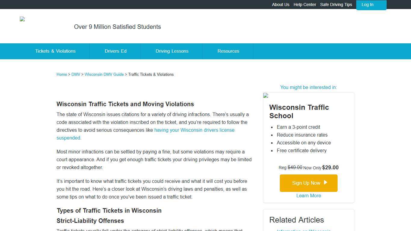 Wisconsin Traffic Tickets and Violations
