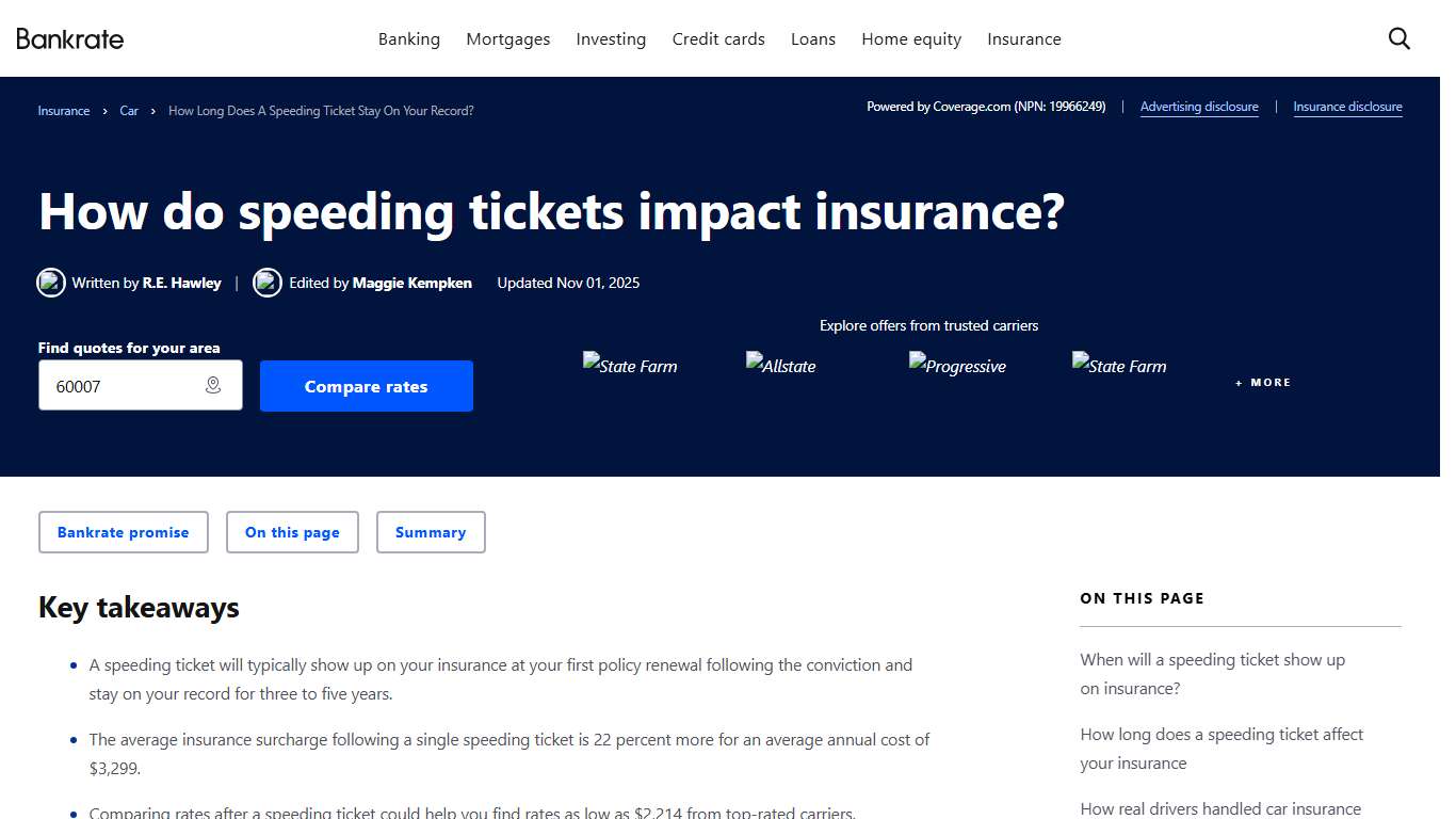 How do speeding tickets impact insurance? Bankrate