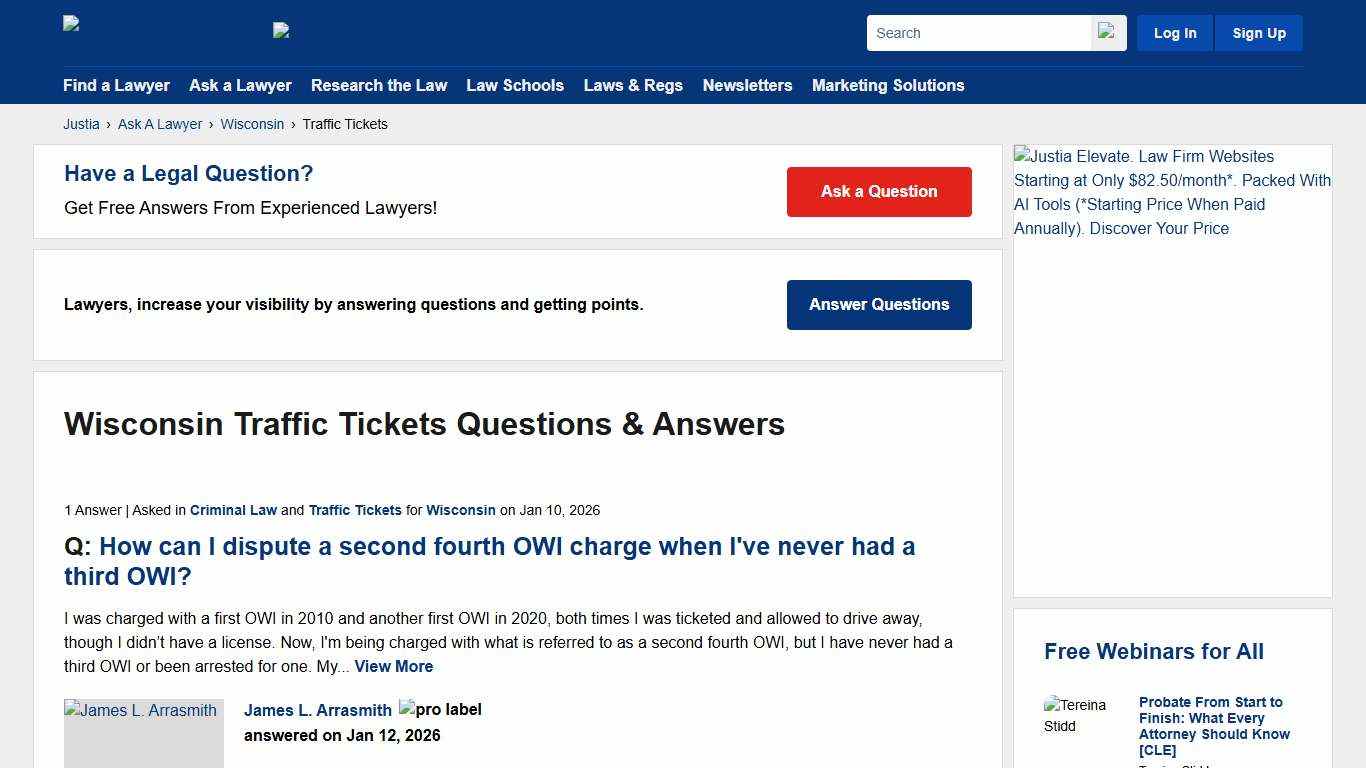 Wisconsin Traffic Tickets Questions & Answers :: Justia Ask A Lawyer