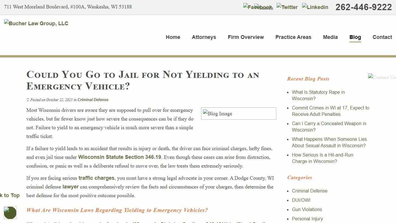 Could You Go to Jail for Not Yielding to an Emergency Vehicle? WI