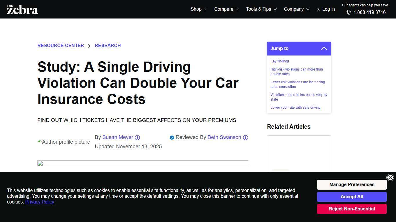 Traffic Tickets, Insurance and Affordability Study The Zebra